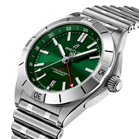 breitling chronomat automatic gmt 40 green dial|breitling titanium dial.